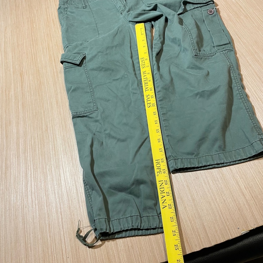 DKNY Jeans Cargo Pants Womens 8 Green Utility Cropped Drawstring Hem